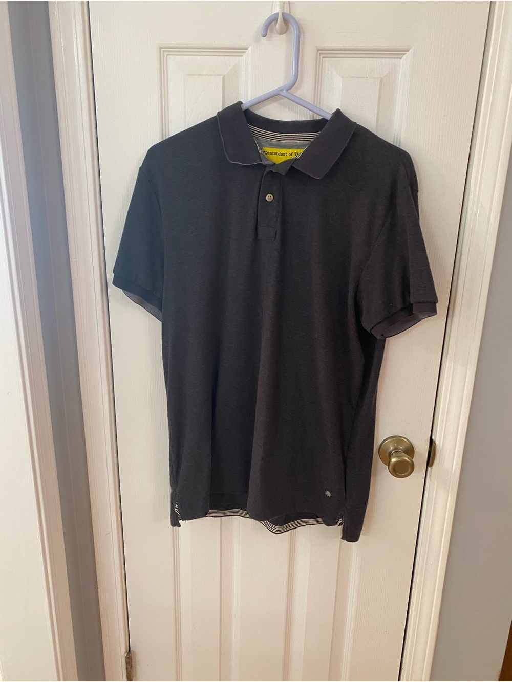 Descendant of Thieves Gray Polo Shirt Men's Large Designer Cotton Short Sleeve